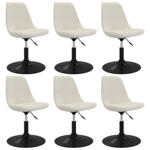 Obrotowe krzesła stołowe, 6 szt., kremowe, obite aksamitem