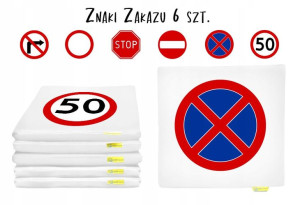 Poduszki Znaki drogowe ZAKAZU 6szt. ekoskóra