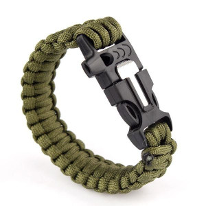 BRANSOLETKA Paracord 3w1 ZIELONA survivalowa