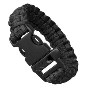 BRANSOLETKA Paracord 3w1 CZARNA survivalowa