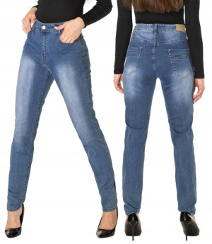 Spodnie Jeansy Damskie Mom Fit Niebieskie 7427 W42