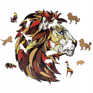 Ewa Drewniane Puzzle 3d Klocki Układanka Lew