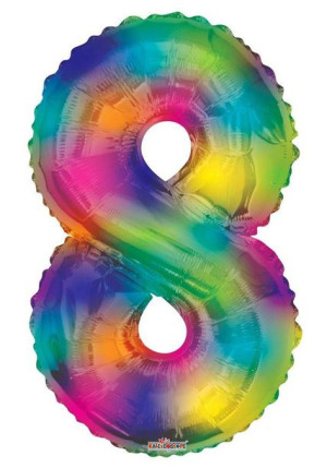 Balon Foliowy Cyfra 8 Tęczowa Rainbow, 86 cm