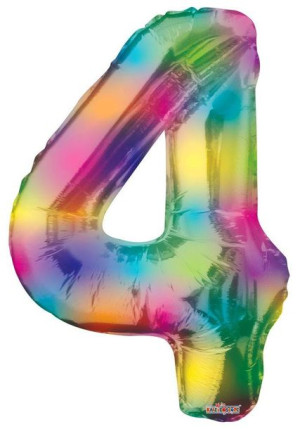 Balon Foliowy Cyfra 4 Tęczowa Rainbow, 86 cm