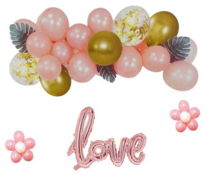 Zestaw balonów girlanda, napis LOVE Rose gold, różowe złoto