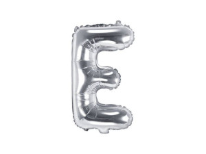 Balon foliowy Litera E, 35cm, Srebrna