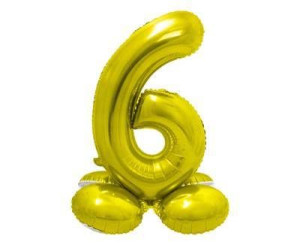 Balon foliowy, stojąca cyfra 6, złota, 72cm