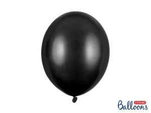 Balony Strong, Metaliczne Czarne, 30cm, 100 szt. Czarny