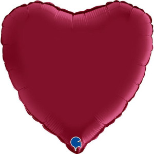 Balon Foliowy - Czerwone, wiśniowe Serce 46 cm, Satynowe Grabo