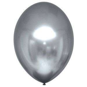 Balony lateksowe Decorator Satin Luxe Chrome srebrne 28cm, 50 szt.