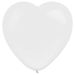 Balony Lateksowe Serca Pastel biały 30cm, 50 szt.