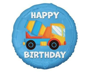 Balon Foliowy Betoniarka, Happy Birthday - 45 cm