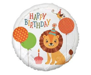 Balon foliowy Happy Birthday Lew, 45 cm