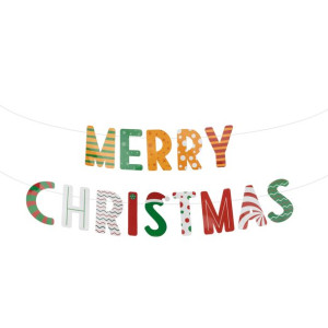 Baner Merry Christmas kolorowa girlanda, 3m.