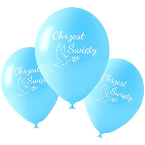 Balony lateksowe Chrzest Święty niebieskie, 10 szt.