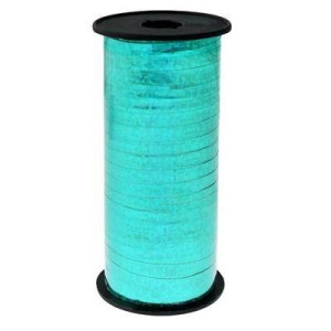 Wstążka plastikowa, turkusowa holograficzna 5mm/92m