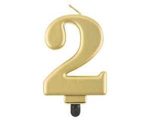 Świeczka cyferka 2, metalik złota, 8 cm