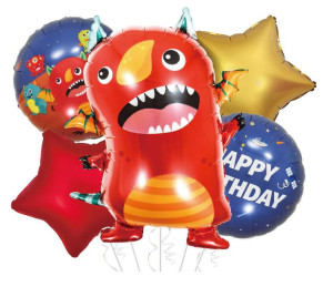 Balony foliowe zestaw urodzinowy Potworek Ufoludek 5 el.