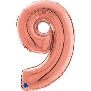 Balon foliowy Cyfra 9 Rose Gold - 66 cm Grabo