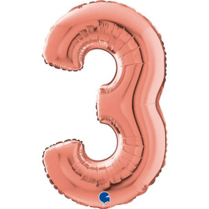 Balon foliowy Cyfra 3 Rose Gold - 66 cm Grabo