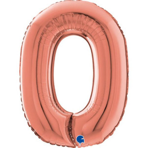 Balon foliowy Cyfra 0 Rose Gold - 66 cm Grabo