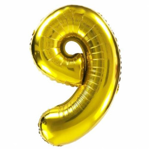 Cyfra 9 – Balon Foliowy 40 cm – Złoty