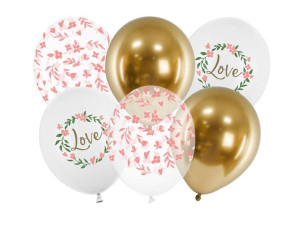 Balony lateksowe Love kwiatki 30cm, 6 sztuk