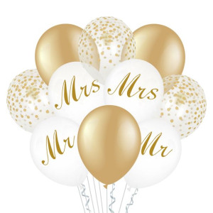 Balony lateksowe Mr & Mrs wesele mix  10 szt.