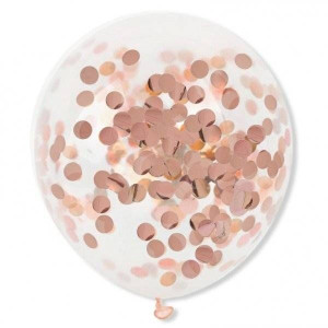 Balony transparentne z konfetti, różowo złote 30cm, 100 szt.