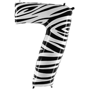 Balon Foliowy Cyfra 7, Zebra biało-czarna 102cm Grabo