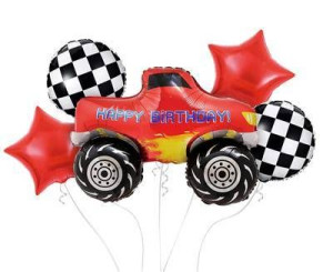 Balony foliowe - zestaw Monster Truck, Happy Birthday 5 szt.
