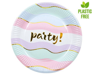 Talerzyki papierowe Elegant Party 23 cm, 8 szt. (plastic-free)