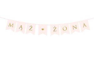 Baner Mąż Żona, na wesele, j. różowy 15 x 110 cm