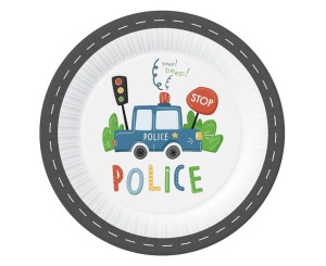 Talerzyki papierowe Policja 23 cm, 6 szt.