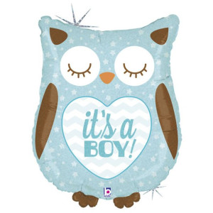 Balon Grabo  Sowa niebieska it's a boy 66 cm
