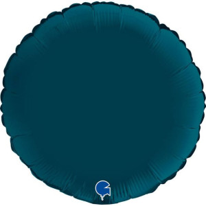 Balon Foliowy - Okrągły Satynowy Niebieski Morski 46 cm, Grabo