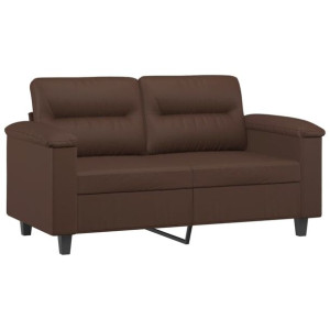 2-osobowa sofa, brązowa, 120 cm, obita sztuczną skórą