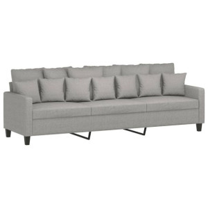 Sofa 3-osobowa, jasnoszara, 210 cm, tapicerowana tkaniną