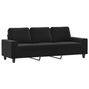 3-osobowa sofa, czarny, 180 cm, tapicerowana mikrofibrą