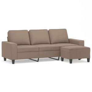 3-os. sofa z podnóżkiem, taupe, 180 cm, obita mikrofibrą