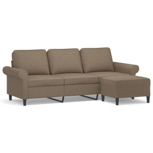 3-osobowa sofa z podnóżkiem, taupe, 180 cm, tkaniną