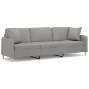 3-osobowa sofa wypoczynkowa z poduszkami, jasnoszara, 210 cm