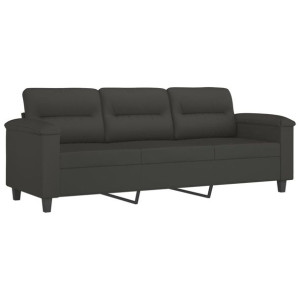 3-osobowa sofa, ciemnoszary, 180 cm, tapicerowana mikrofibrą