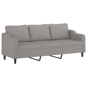 Sofa 3-osobowa, jasnoszara, 210 cm, tapicerowana tkaniną