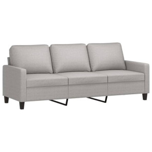 Sofa 3-osobowa, jasnoszara, 180 cm, tapicerowana tkaniną