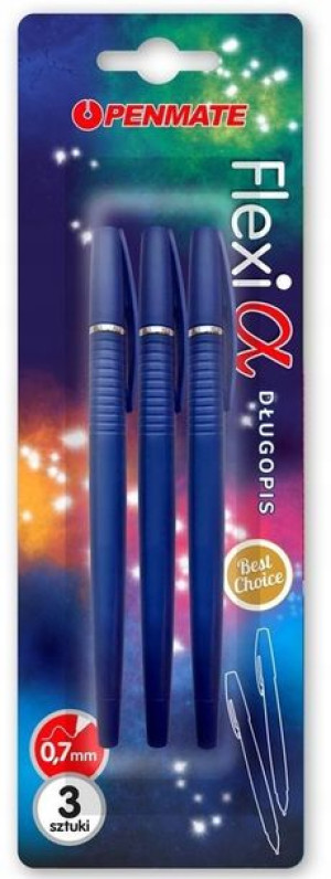 Długopis Flexi Alpha NIEBIESKI 3szt PENMATE