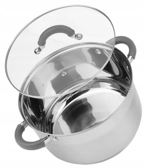 Garnek Indukcję Stalowy Z Pokrywką Silikon 5,6l 24