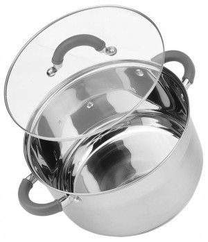 GARNEK INDUKCJĘ STALOWY z POKRYWKĄ silikon 4,5l 22