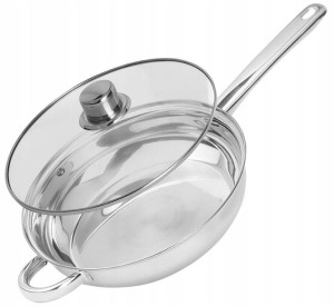 Patelnia Stalowa Z Pokrywką24 Cm 2,3 L Gaz