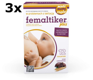 3x Femaltiker Plus smak czekoladowy 12 saszetek